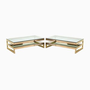 23-Carat Gold-Plated Coffee Table With Glass Top from Belgo Chrom / Dewulf Selection, 1970s