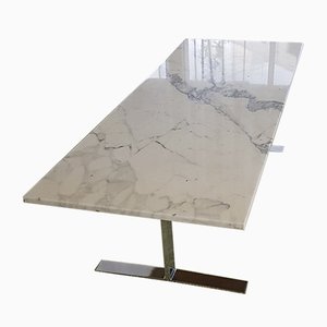 Tavolino da caffè in marmo con piedi in metallo cromato, anni '60