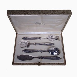 Antique Art Nouveau Pewter & Silver Cutlery Set from Josselin, Set of 5