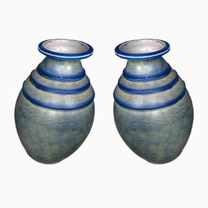 Art Deco Keramik Vasen, 1930er, 2er Set