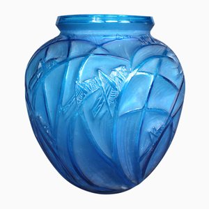 Antique Blue Glass Vase from Lalique, 1910s