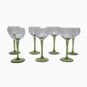 Antique Art Nouveau Wine Glasses, Set of 7