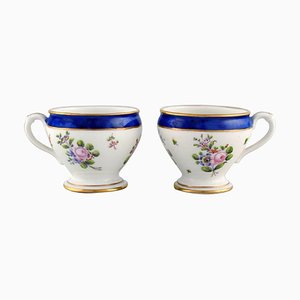 Antique Cream Cups in Hand-Painted Porcelain from Sevres, France, 19th Century, Set of 2