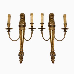 Antique French Giltwood Wall Sconces, Set of 2