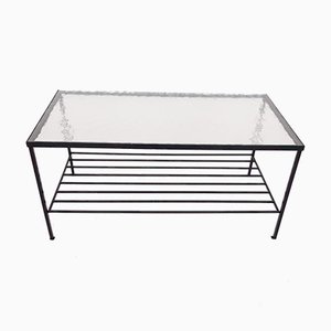 Mesa de centro minimalista Mid-Century de metal y vidrio