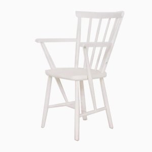 Mid-Century White Spindle Back Armchair