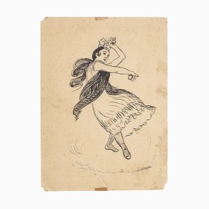 Adolphe Willette, Spanish with Castanes, Original Drawing, 1890s