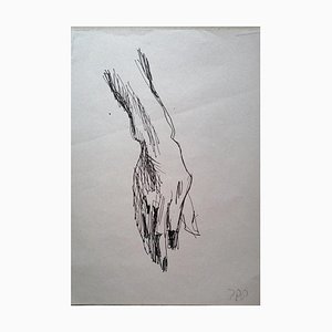 Unknown, Study of a Hand, Dibujo original en papel tisú, Mid-20th Century