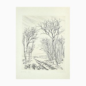 Roland Brudieux, Winter, Original Etching, Mid 20th Century