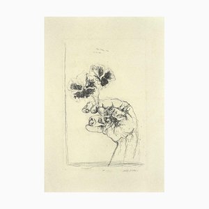 Walter Piacesi, the Two Violets, Original Etching, 1974