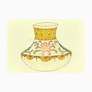 Gabriel Fourmaintraux, Vaso decorato, Supporti misti originali su carta, inizio XX secolo