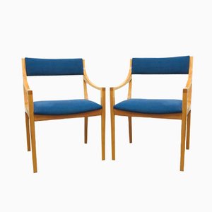Blaue skandinavische Sessel mit blauem Bezug, 1960er, 2er Set