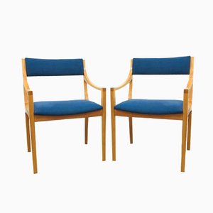 Set of Blue Upholstered Scandinavian Armchairs, 1960s