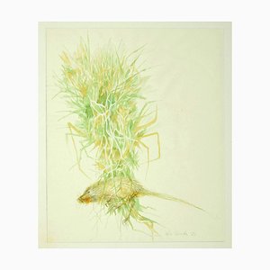 Leo Guida, Flowers Composition, 1971, Original Tinte und Wasserfarben auf Papier