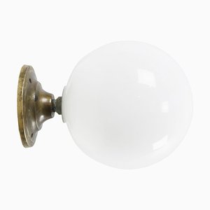 Vintage Brass and Opaline Glass Sconce