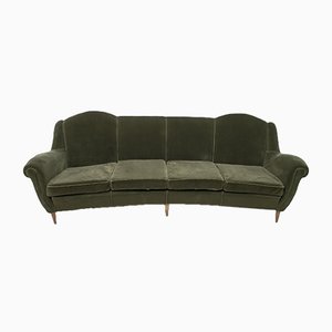 Mid-Century Italian Modern Curved Velvet Sofa, 1950s