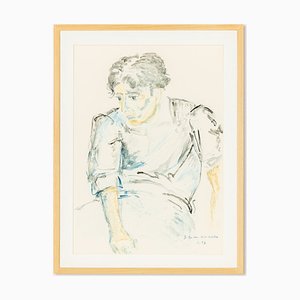 Helga Müller, Young Man Sitting, 1997, Acrylic on Paper