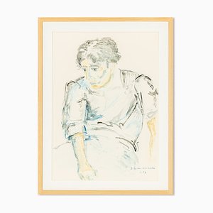 Helga Müller, Young Man Sitting, 1997, Acrylique sur papier