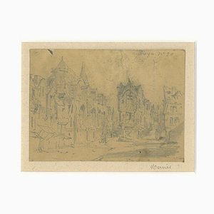 Louis Adolphe Mervi - Cityscape - Original Pencil on Paper by Louis Adolphe Mervi - 20th Century