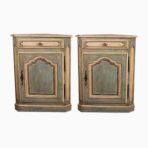 Antique Louis XV Polychrome Corner Cupboards in Oak, Set of 2