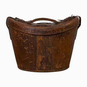 Antique English Leather Hat Box