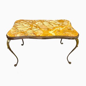 Table Basse Vintage en Bronze et Onyx