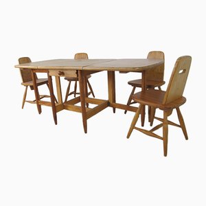 Scandinavian Dining Table & Chairs Set by Eero Aarnio for Laukaan Puu, 1960s, Set of 5