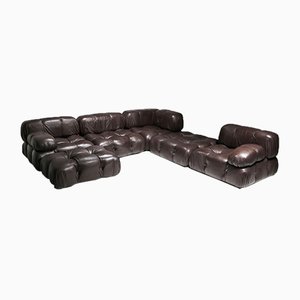 Camaleonda Sectional Sofa in Chocolate Brown Leather by Mario Bellini for B&B Italia / C&B Italia, 1970s, Set of 6