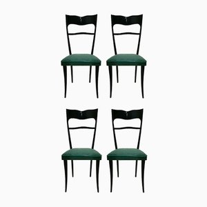 Italian Wooden Dining Chairs, 1960s, Set of 4