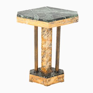 French Art Deco Multicolored Marble Side Table, 1930s
