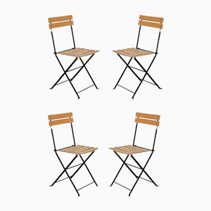 Chaises Pliantes en Cuir, 1980s, Set de 4