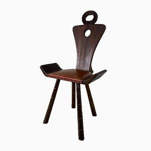Vintage Brutalist 3-Legged Side Chair, 1940s