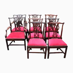 Antique Walnut Dining Chairs with Pop Out Seats, Set of 8