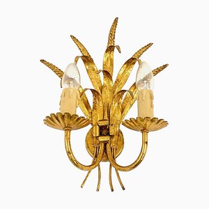 Sconce in Gilt Metal and Wheat Pattern, France, 1970s