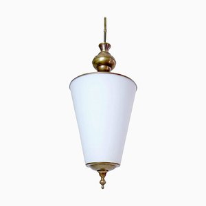 Lámpara colgante italiana Mid-Century de opalina