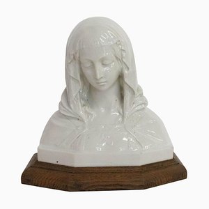 Busto de la Virgen María francés de porcelana, finales del siglo XIX