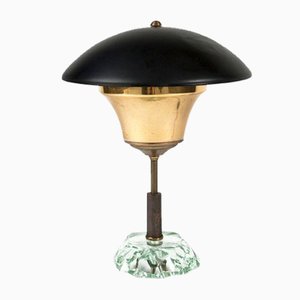 Mid-Century Swivel Shade Table Lamp With Crystal Glass Base by Max Ingrand for Fontana Arte, 1950s