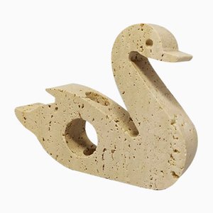 Travertine Swan Sculpture by Enzo Mari for F.lli Mannelli, Italy, 1970s