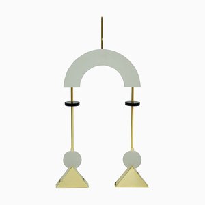 Lampade a sospensione Mid-Century in stile moderno in legno laccato bianco e bronzo