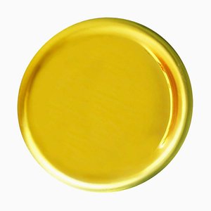 Miroir Concave Sculptural Moderne en Verre Jaune, France