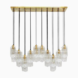 Modern Italian Murano Glass and Brass Suspension Lamp