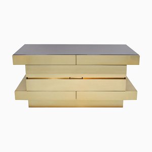 Moderne italienische Mid-Century Kommode aus Holz & Messing