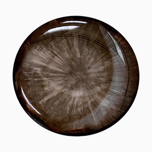 French Modern Sculptural Concave Brown Glass Mirror