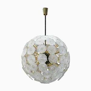 Lámpara colgante italiana Sputnik de latón y cristal de Murano estilo Mid Century