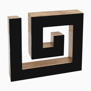 Josecho López Llorens, Geometric Black Lacquered Pinewood Sculpture