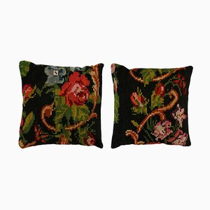Spanische Mid Century Wollkissen mit quadratischem Muster, 2 . Set