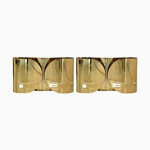 Italienische Mid-Century Foglio Wandleuchte aus Messing von Tobia Scarpa, 2er Set