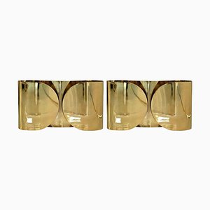 Mid-Century Foglio Italian Brass Sconce by Tobia Scarpa, Set of 2