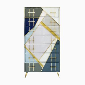Italienische Mid-Century Kommode aus Muranoglas & Messing