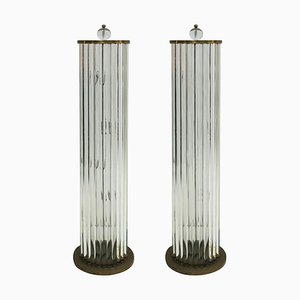 Lámparas italianas de cristal de Murano y latón, años 70.Juego de 2